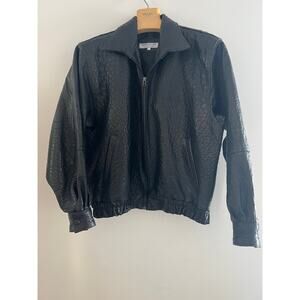 Vintage Moda Scapa Genuine Ostrich Leather Bomber Jacket Black Size Medium